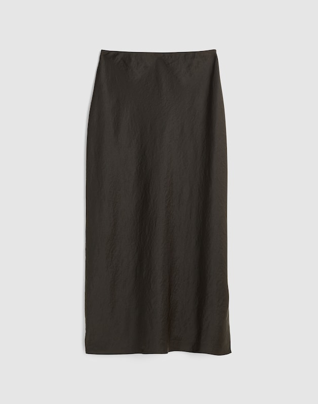 Satin Maxi Slip Skirt MIDNIGHT OLIVE