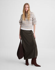 Satin Maxi Slip Skirt MIDNIGHT OLIVE