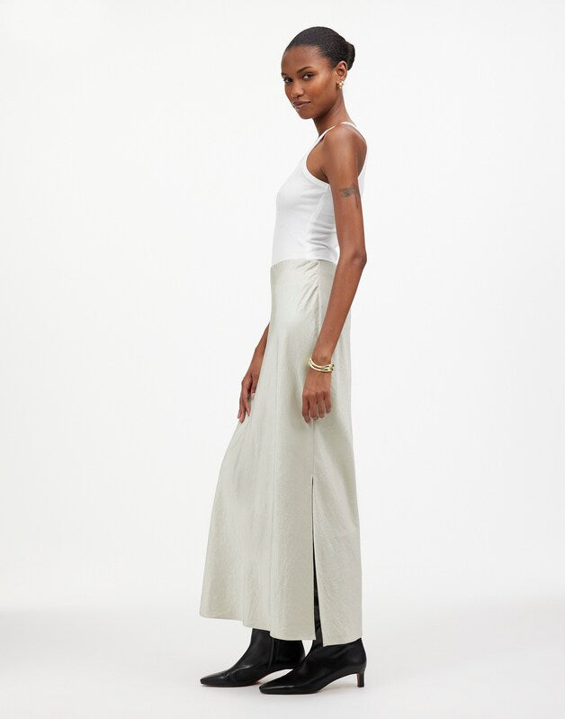 Satin Maxi Slip Skirt STEEL