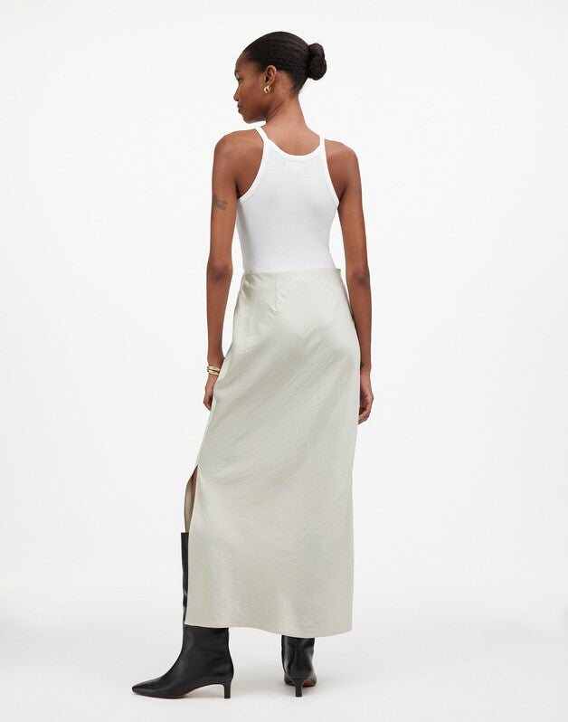 Satin Maxi Slip Skirt STEEL
