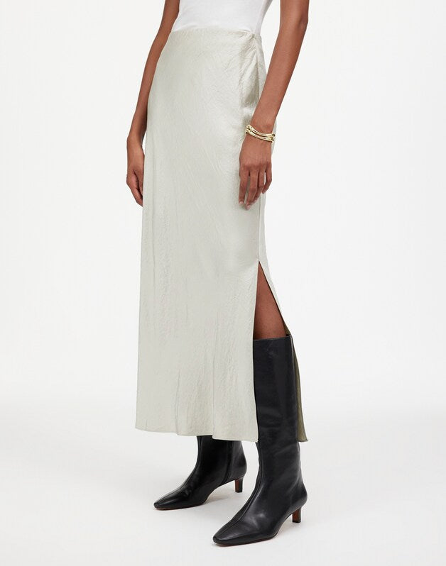 Satin Maxi Slip Skirt STEEL