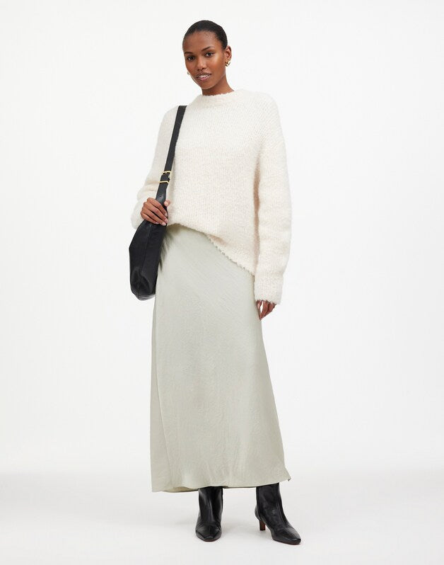 Satin Maxi Slip Skirt STEEL