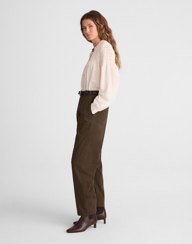 Darted Barrel-Leg Pants FIELD OLIVE