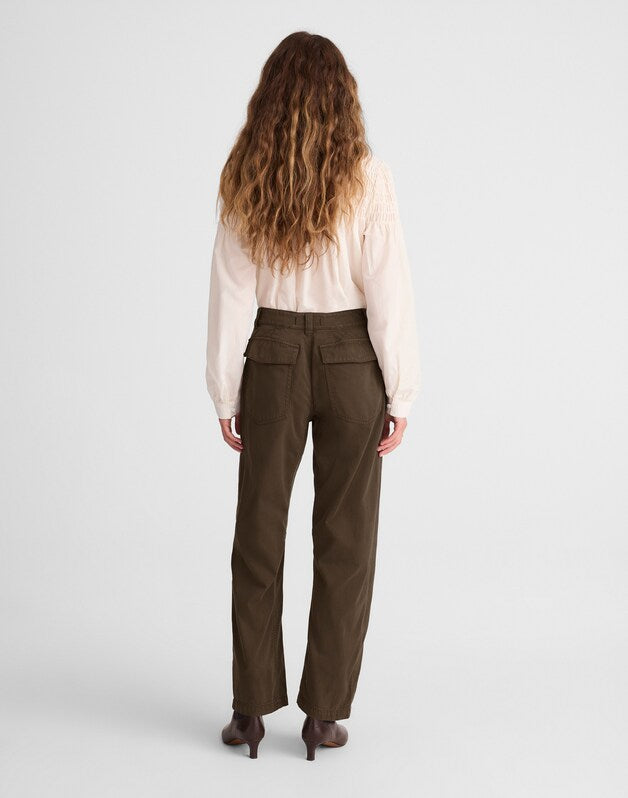 Darted Barrel-Leg Pants FIELD OLIVE