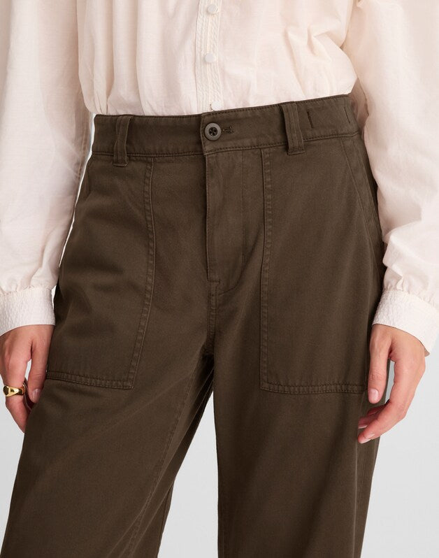 Darted Barrel-Leg Pants FIELD OLIVE
