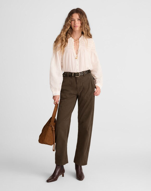Darted Barrel-Leg Pants FIELD OLIVE