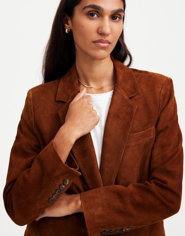 The Kline Blazer in Suede SOFT MAHOGANY