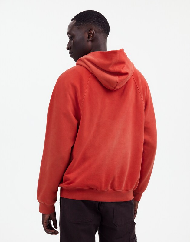 The McCarren Midweight Raglan-Sleeve Hoodie Sweatshirt SUNFADED RED