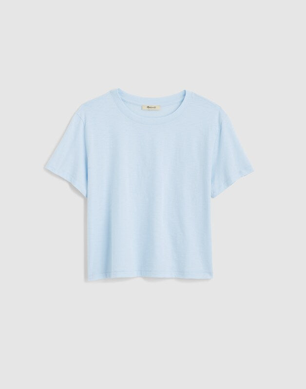 The Easy Crop Crewneck Tee in Soft Slub SKY BLUE