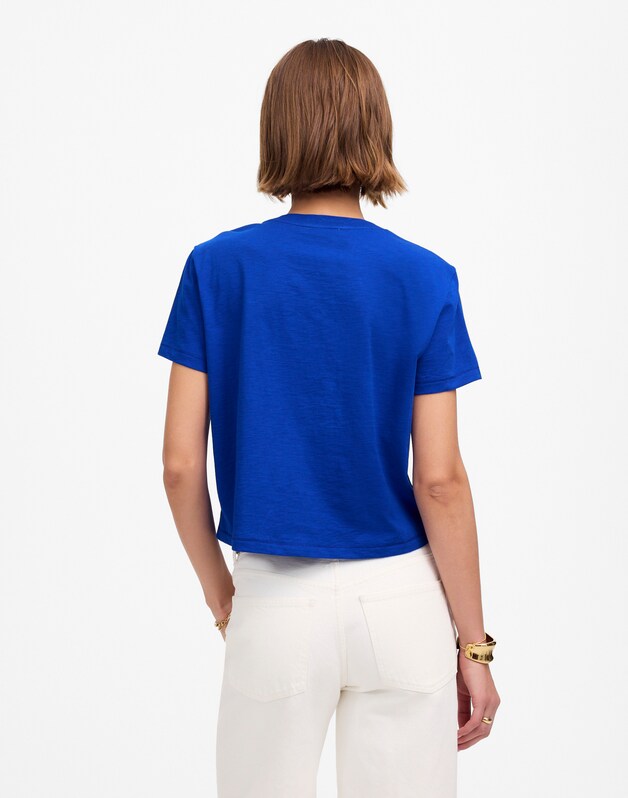 The Easy Crop Crewneck Tee in Soft Slub BRILLIANT SAPPHIRE