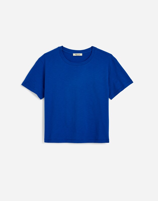 The Easy Crop Crewneck Tee in Soft Slub BRILLIANT SAPPHIRE