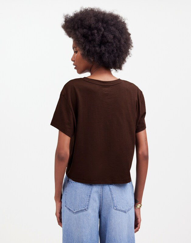 The Easy Crop Crewneck Tee in Soft Slub DARK CAROB