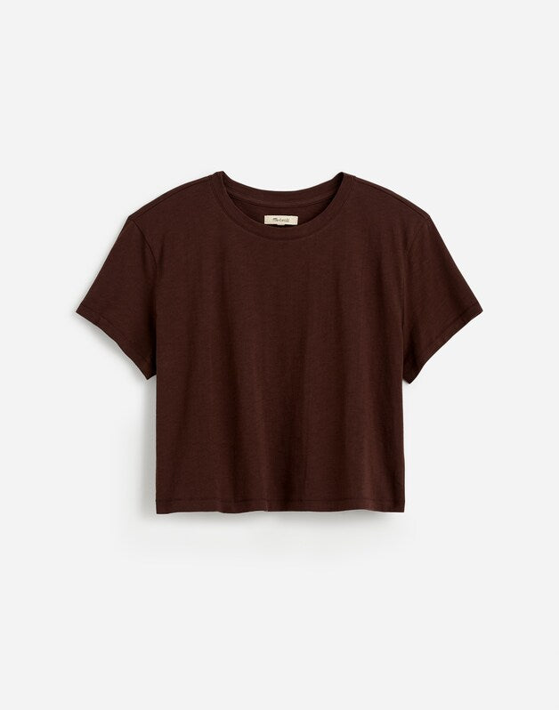 The Easy Crop Crewneck Tee in Soft Slub DARK CAROB