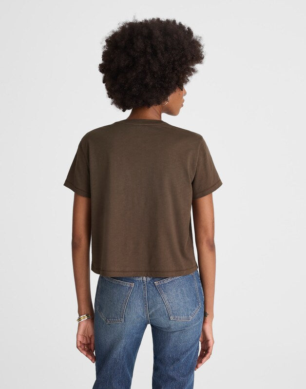 The Easy Crop Crewneck Tee in Soft Slub ROASTED CHICORY