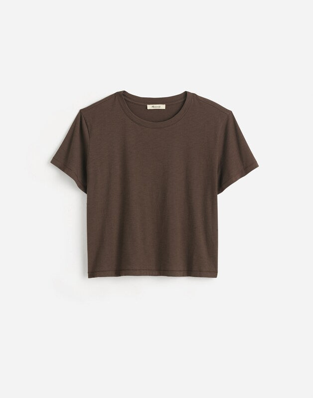 The Easy Crop Crewneck Tee in Soft Slub ROASTED CHICORY