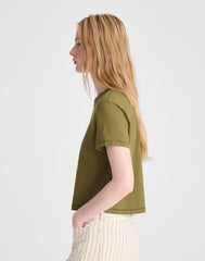 The Easy Crop Crewneck Tee in Soft Slub CHATEAU OLIVE