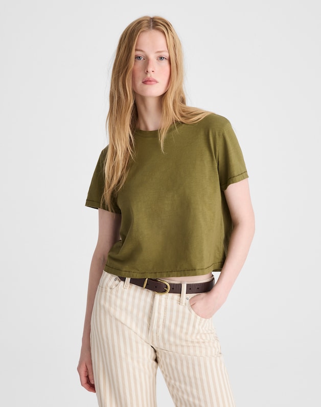 The Easy Crop Crewneck Tee in Soft Slub CHATEAU OLIVE