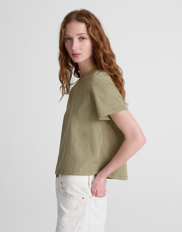 The Easy Crop Crewneck Tee in Soft Slub SAGEBRUSH