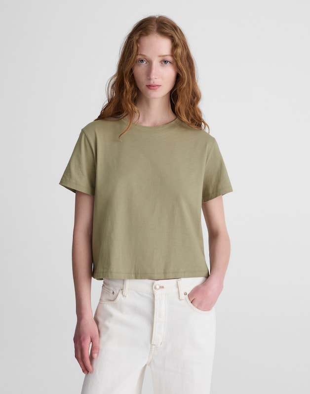 The Easy Crop Crewneck Tee in Soft Slub SAGEBRUSH