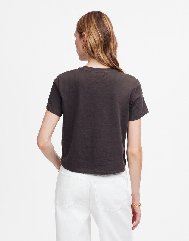 The Easy Crop Crewneck Tee in Soft Slub SOFT CHARCOAL