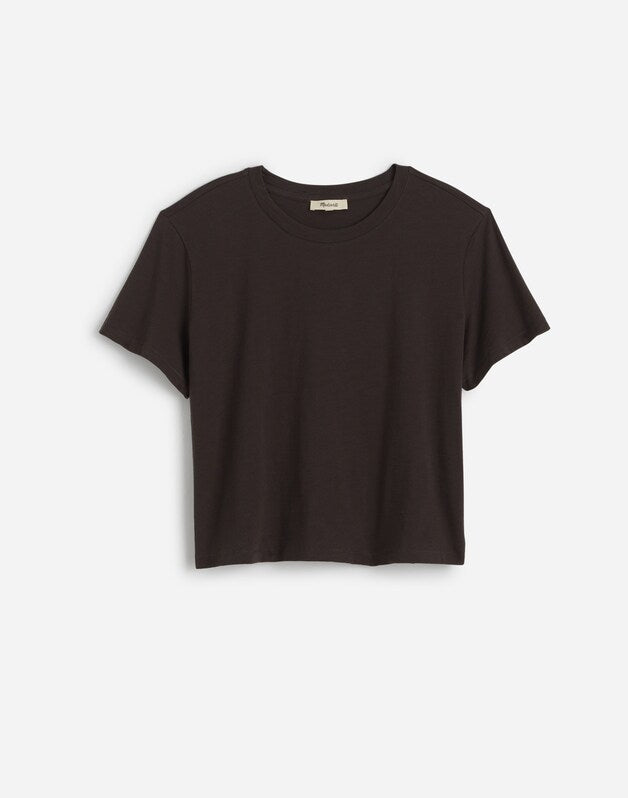 The Easy Crop Crewneck Tee in Soft Slub SOFT CHARCOAL