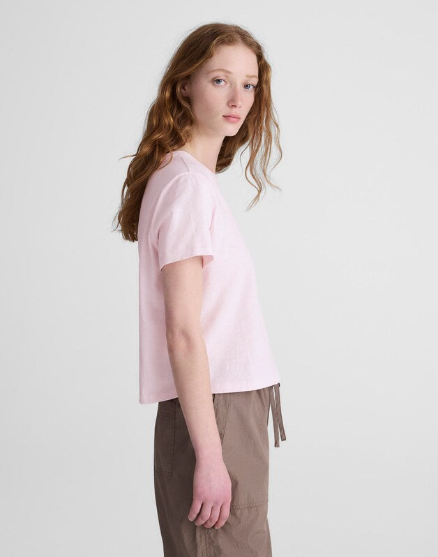 The Easy Crop Crewneck Tee in Soft Slub PALE PINK