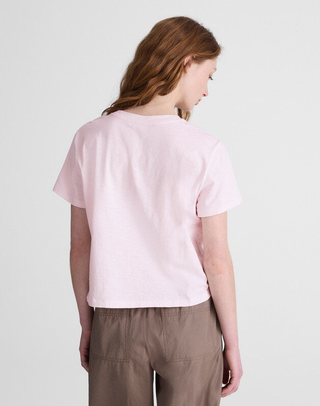 The Easy Crop Crewneck Tee in Soft Slub PALE PINK
