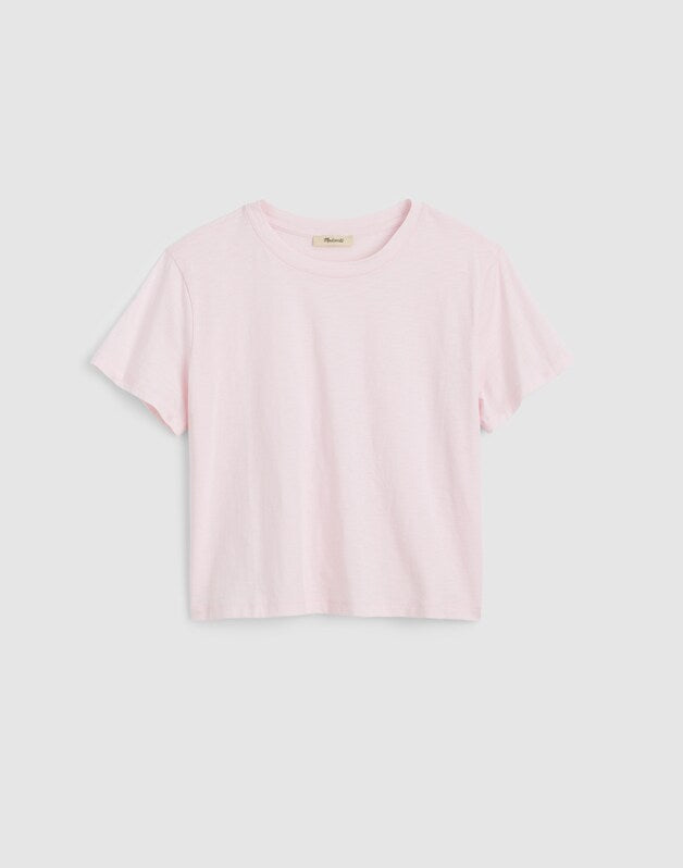 The Easy Crop Crewneck Tee in Soft Slub PALE PINK