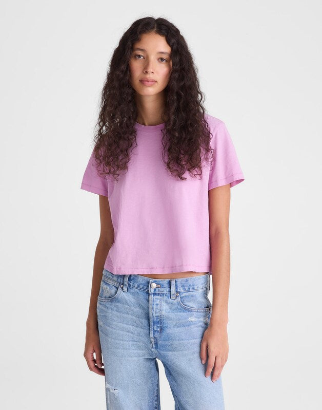 The Easy Crop Crewneck Tee in Soft Slub WARM WISTERIA