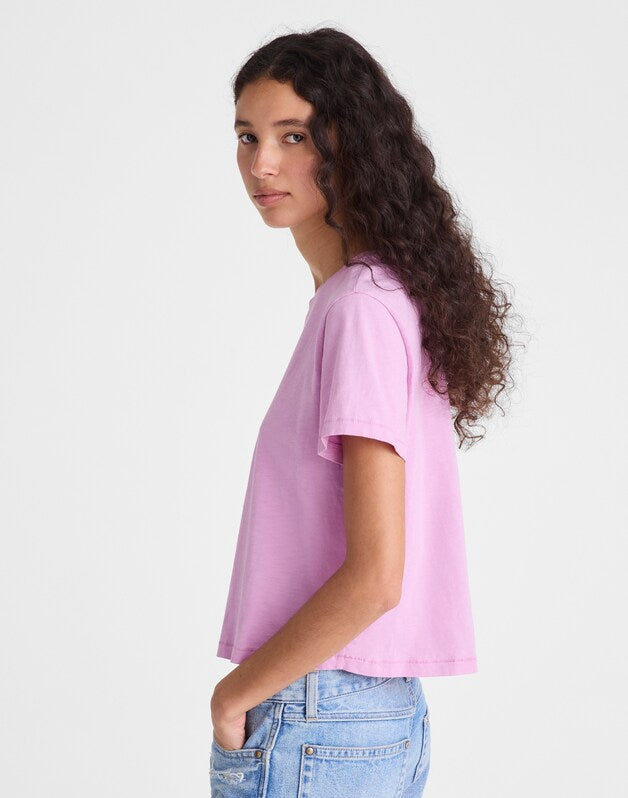 The Easy Crop Crewneck Tee in Soft Slub WARM WISTERIA
