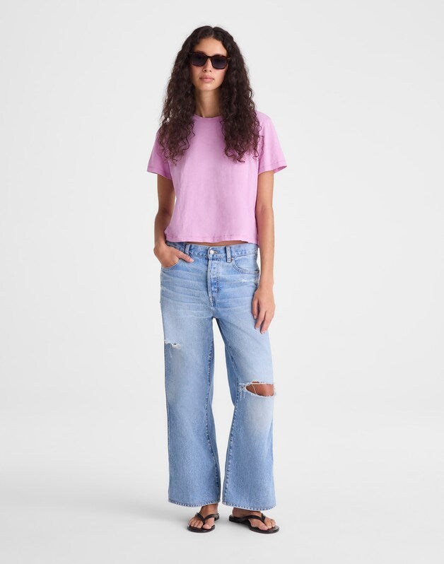 The Easy Crop Crewneck Tee in Soft Slub WARM WISTERIA