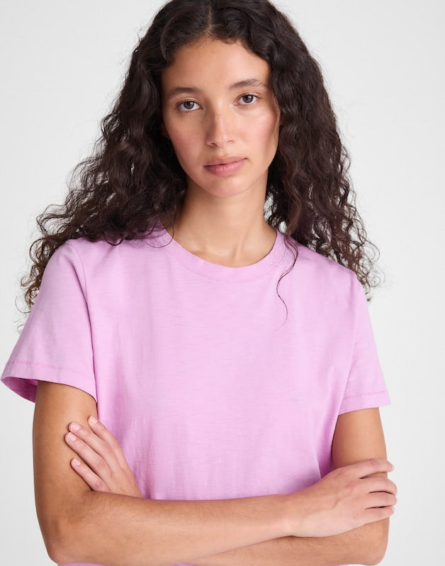 The Easy Crop Crewneck Tee in Soft Slub WARM WISTERIA