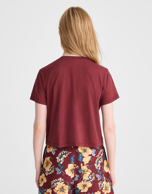 The Easy Crop Crewneck Tee in Soft Slub DUSTY MERLOT