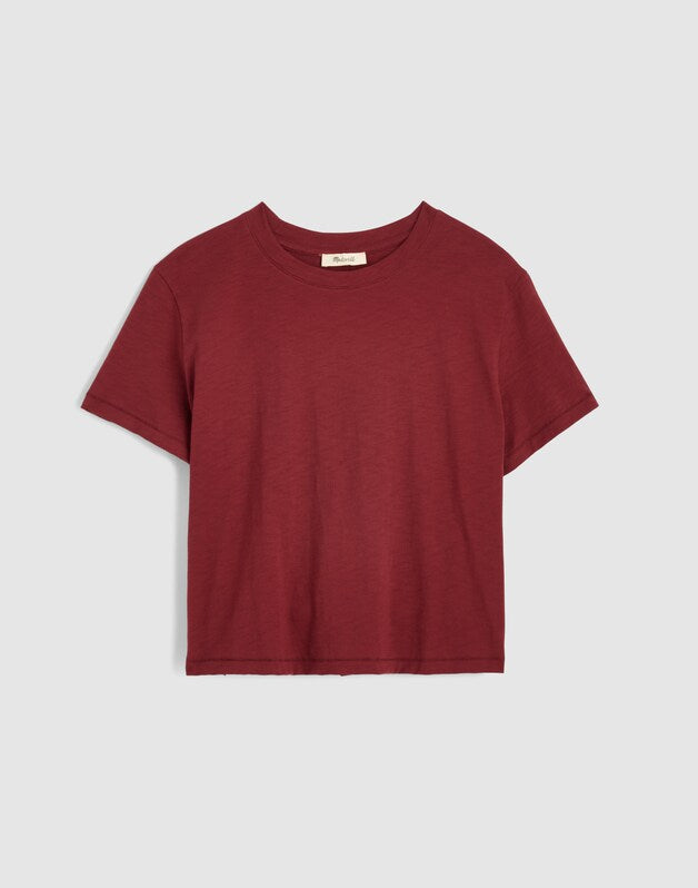 The Easy Crop Crewneck Tee in Soft Slub DUSTY MERLOT