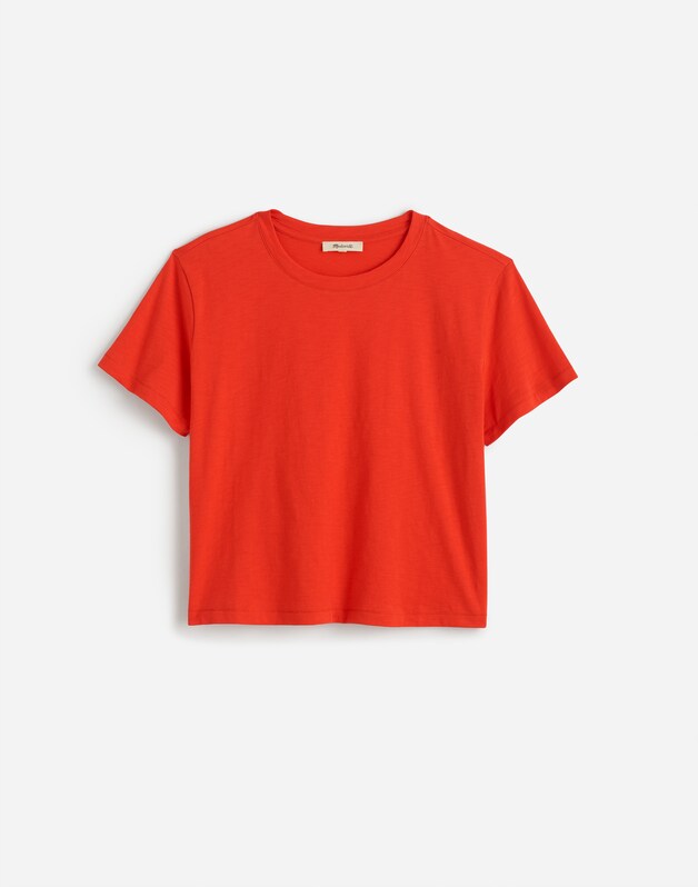 The Easy Crop Crewneck Tee in Soft Slub BRIGHT FLAME
