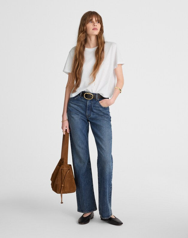 The Easy Crop Crewneck Tee in Soft Slub WHITE