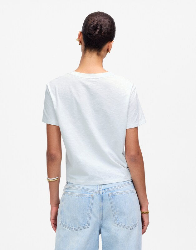 The Easy Crop Crewneck Tee in Soft Slub WHITE