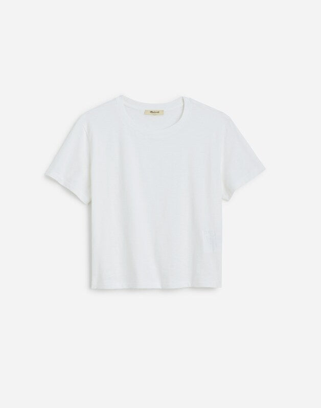 The Easy Crop Crewneck Tee in Soft Slub WHITE