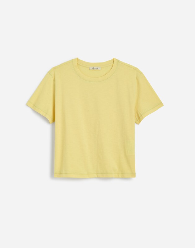 The Easy Crop Crewneck Tee in Soft Slub ICED LEMON
