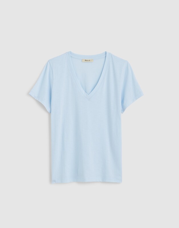 The Easy V-Neck Tee in Soft Slub SKY BLUE