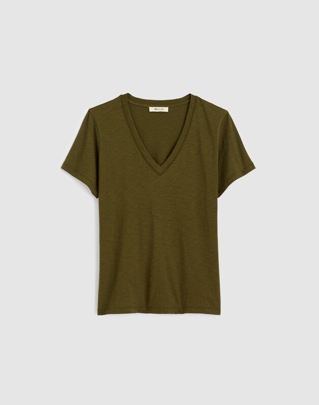 The Easy V-Neck Tee in Soft Slub OLIVE DRAB