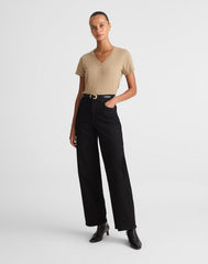 The Easy V-Neck Tee in Soft Slub WET STONE