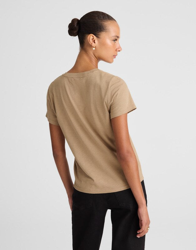 The Easy V-Neck Tee in Soft Slub WET STONE