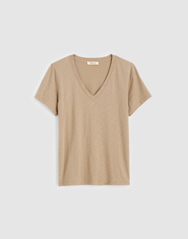 The Easy V-Neck Tee in Soft Slub WET STONE