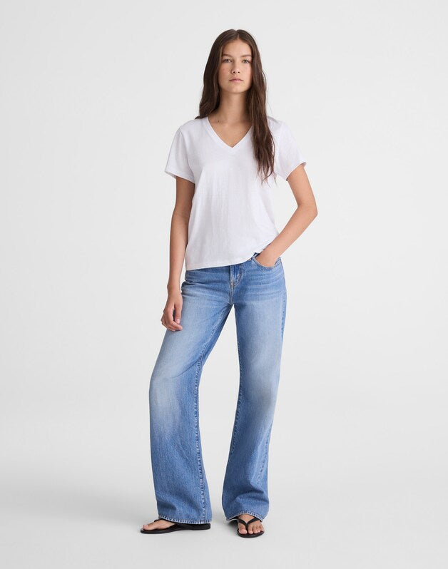 The Easy V-Neck Tee in Soft Slub WHITE