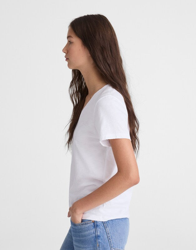 The Easy V-Neck Tee in Soft Slub WHITE