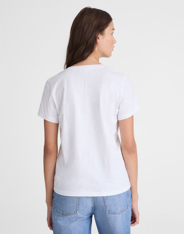 The Easy V-Neck Tee in Soft Slub WHITE