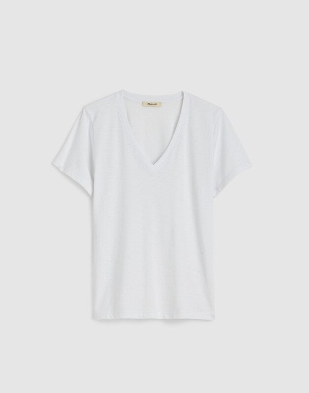 The Easy V-Neck Tee in Soft Slub WHITE