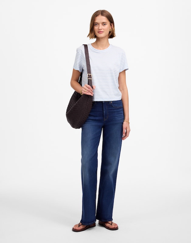The Easy Crop Crew Tee in Soft Slub LIGHT POOL