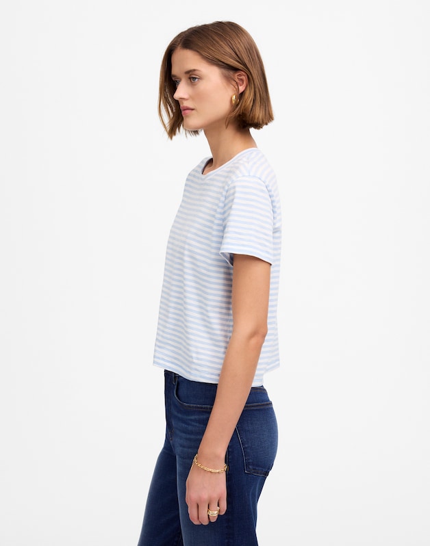 The Easy Crop Crew Tee in Soft Slub LIGHT POOL